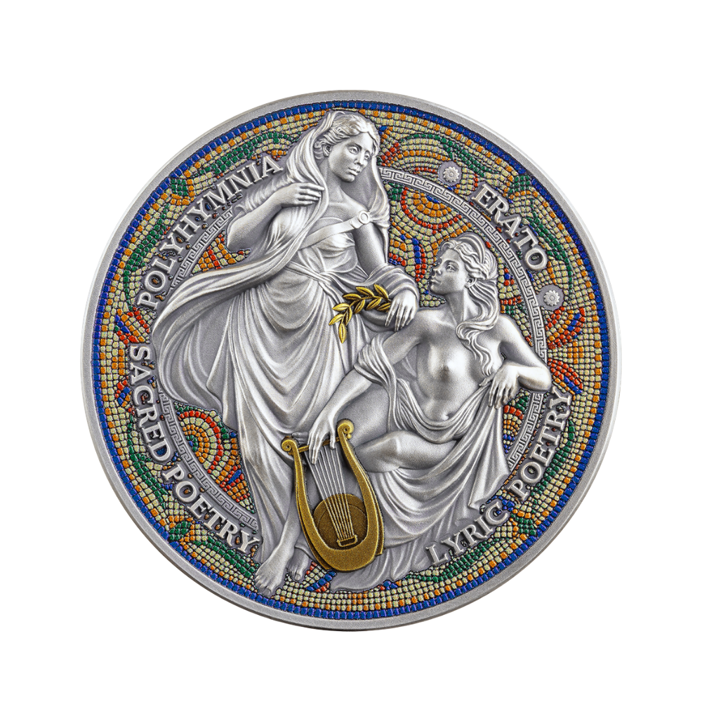 Erato & PolyhymniaThe Nine Muses 2 Oz Silver Coin 2026 MINT XXI