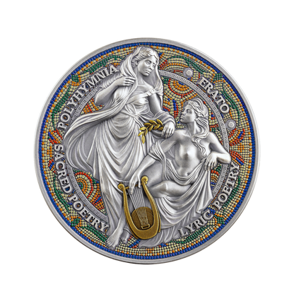 Erato & PolyhymniaThe Nine Muses 2 Oz Silver Coin 2026 MINT XXI