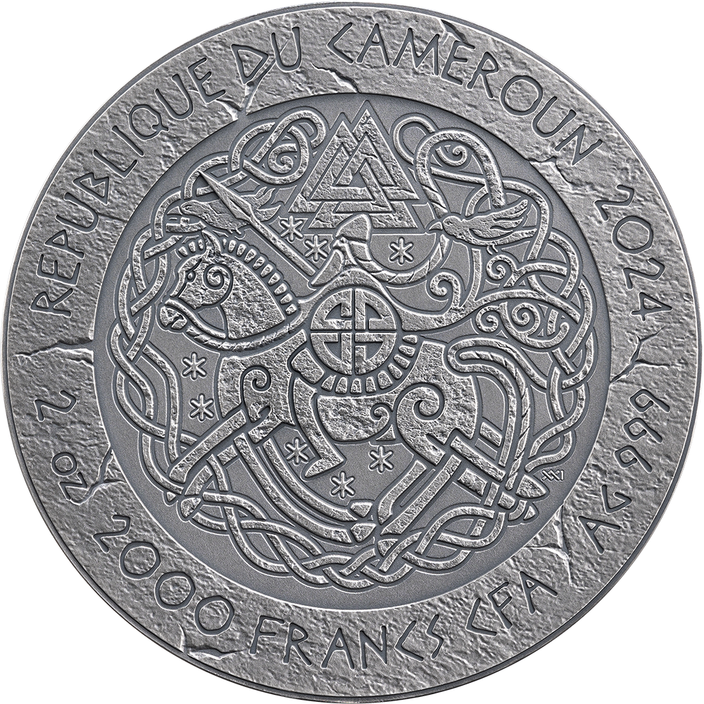 ERIK THE RED Way to Valhalla 2 Oz Silver Coin 2000 Francs Cameroon 2024