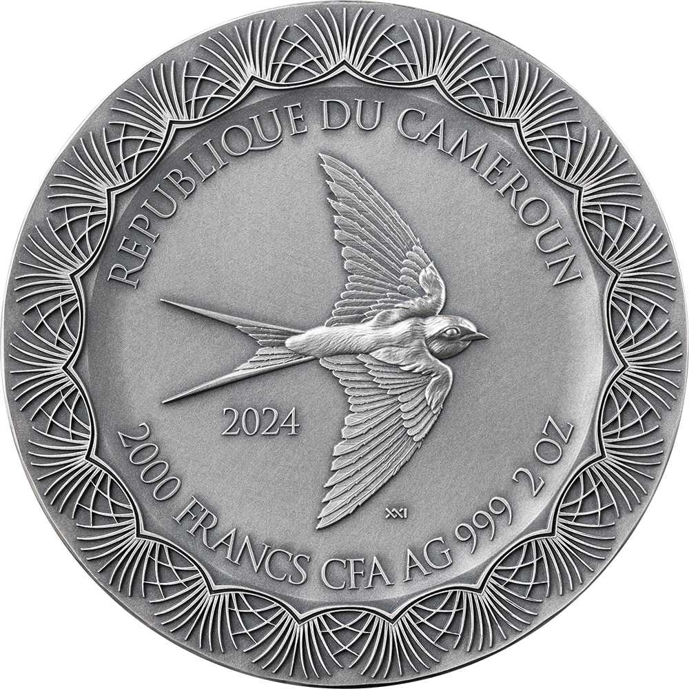 EROS AND PSYCHE Celestial Beauty 2 Oz Silver Coin 2000 Francs CFA Cameroon 2024