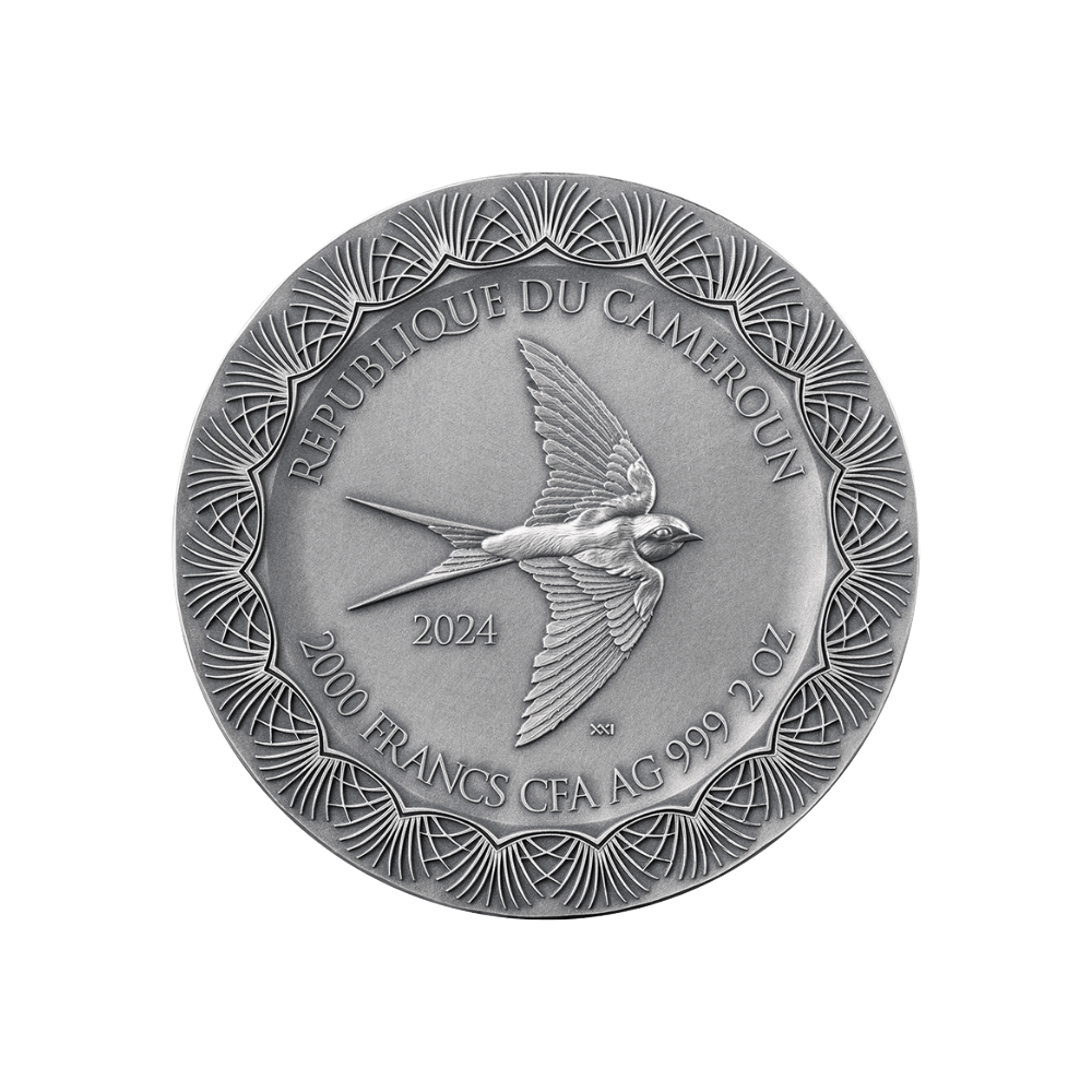 EROS AND PSYCHE Celestial Beauty 2 Oz Silver Coin 2000 Francs CFA Cameroon 2024