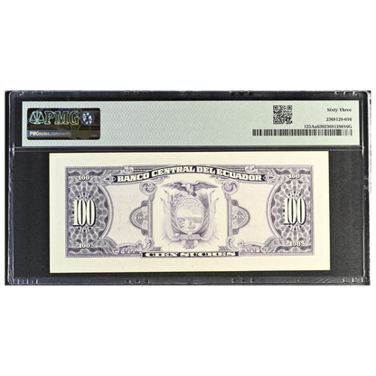 Ecuador 100 Sucres 1988-91 Pick 123a Choice UNC 63