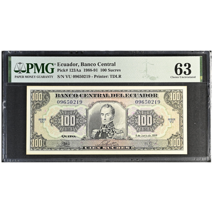 Ecuador 100 Sucres 1988-91 Pick 123a Choice UNC 63