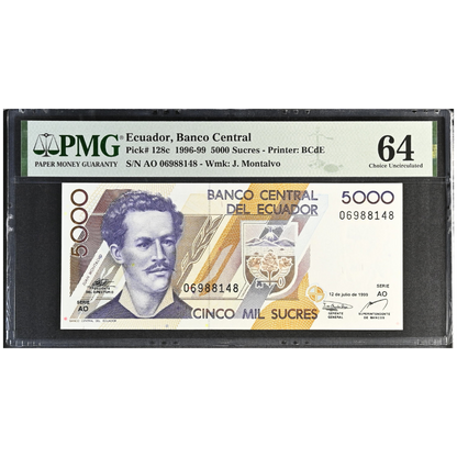 Ecuador 5000 Sucres 1996-99 Pick 128c Choice UNC 64