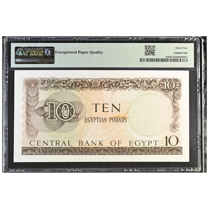 Egypt 10 Pounds 1961-65 Pick 41 Choice UNC 64 EPQ