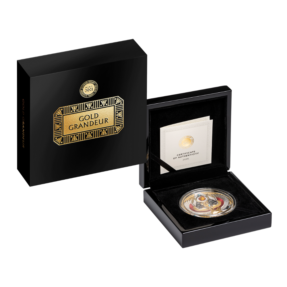 Egyptian Gods Gold Grandeur 5 Oz Silver Coin 2025