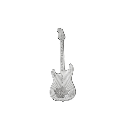 FENDER® STRATOCASTER® GUITAR Fiesta Red 1 Oz Silver Coin $2 Solomon Islands 2022