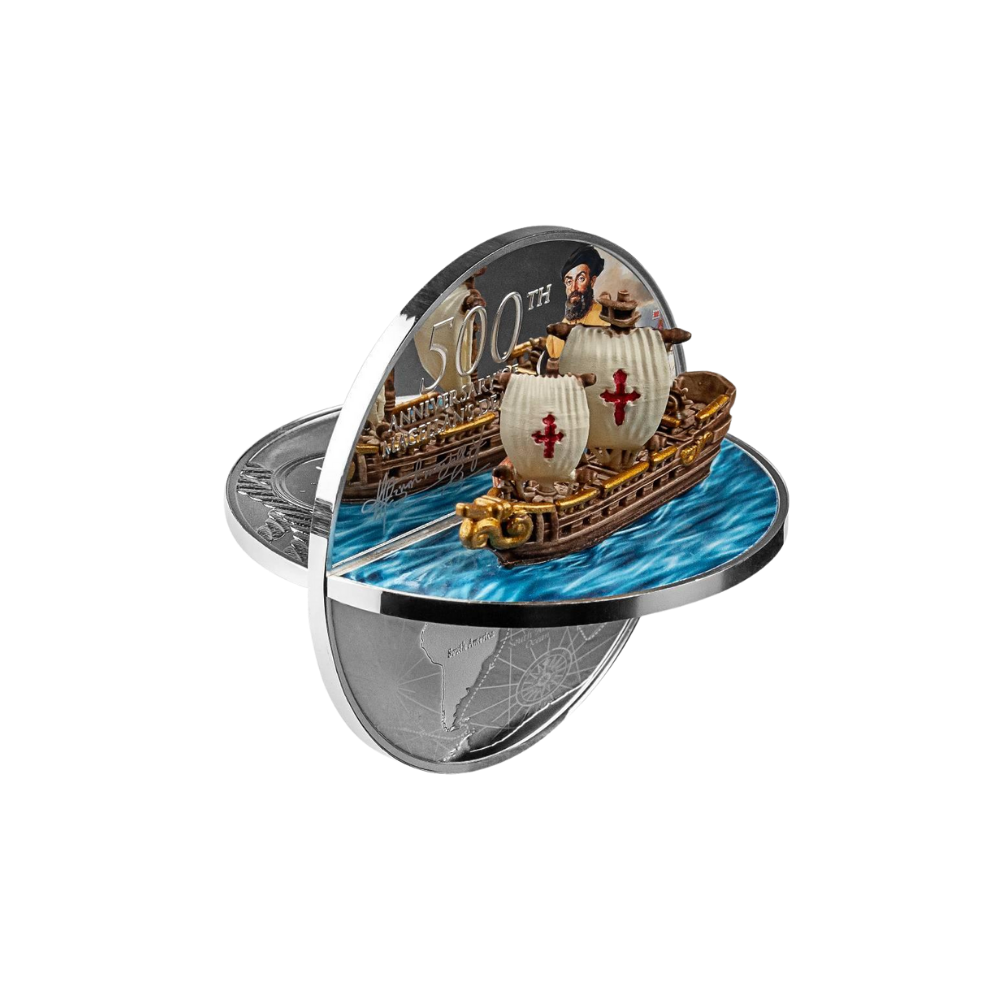 FERDINAND MAGELLAN 3D Shape 500th Anniversary 2 Oz Silver Coin $5 Niue 2021