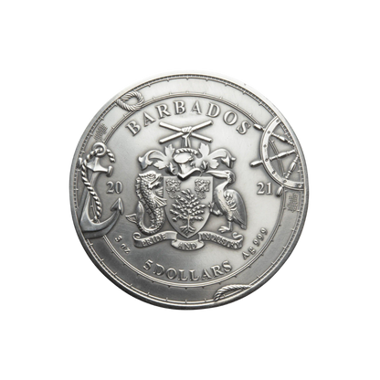FERDINAND MAGELLAN 500th Anniversary 3 Oz Silver Coin $5 Barbados 2021
