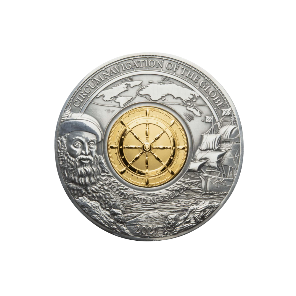 FERDINAND MAGELLAN 500th Anniversary 3 Oz Silver Coin $5 Barbados 2021