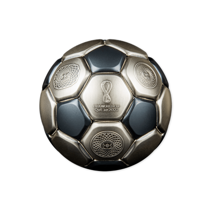 FIFA FOOTBALL IN QATAR SPHERICAL World Cup 3 Oz Silver Coin $10 Solomon Islands 2022