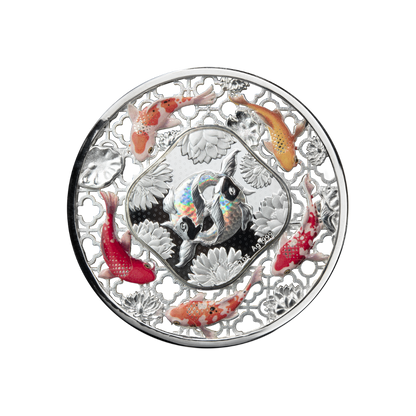 FILIGREE KOI Fortune 2 Oz Silver Coin $5 Solomon Island 2023