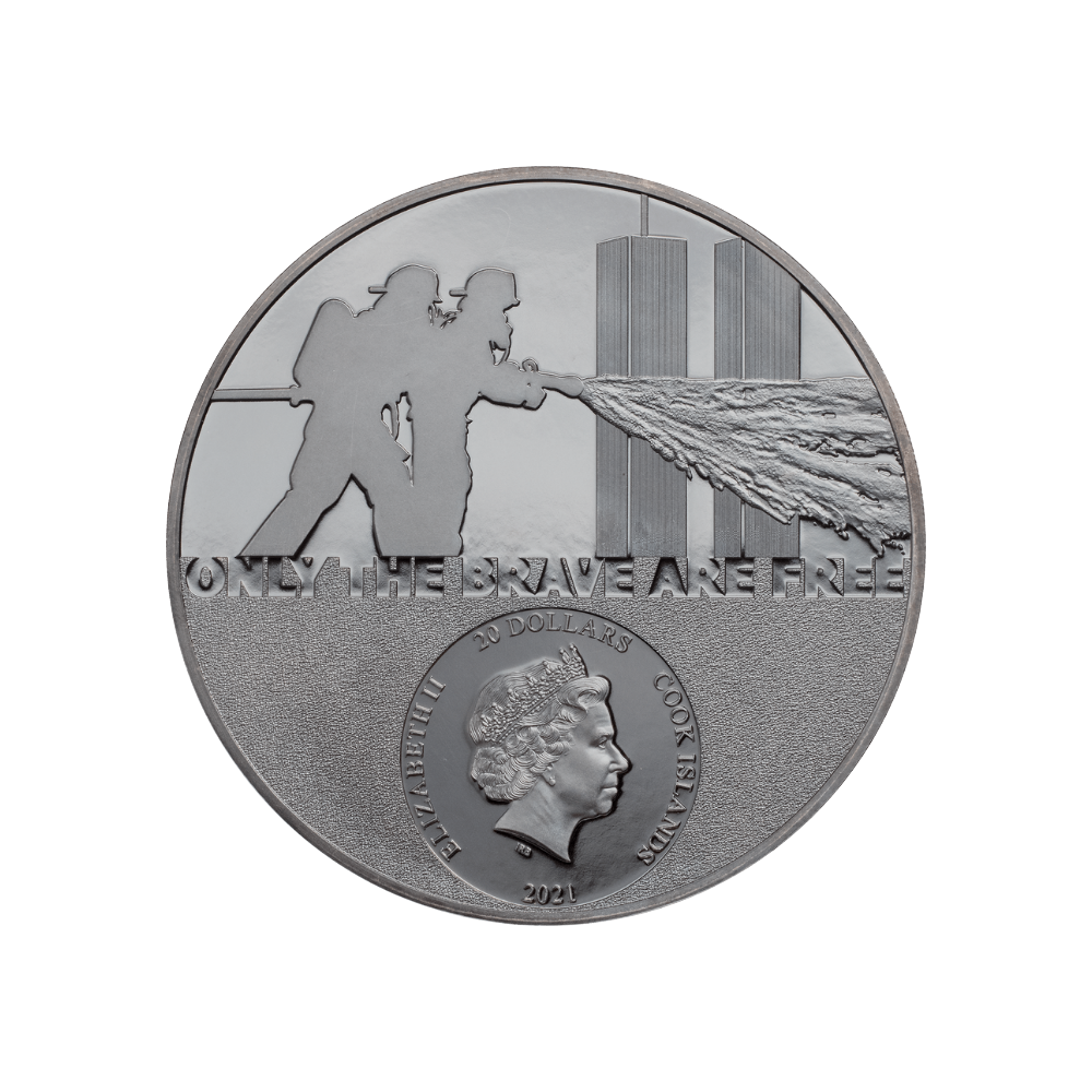 FIREFIGHTER Real Heroes 3 Oz Silver Coin $20 Cook Islands 2021