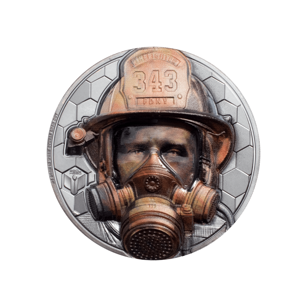 FIREFIGHTER Real Heroes 3 Oz Silver Coin $20 Cook Islands 2021