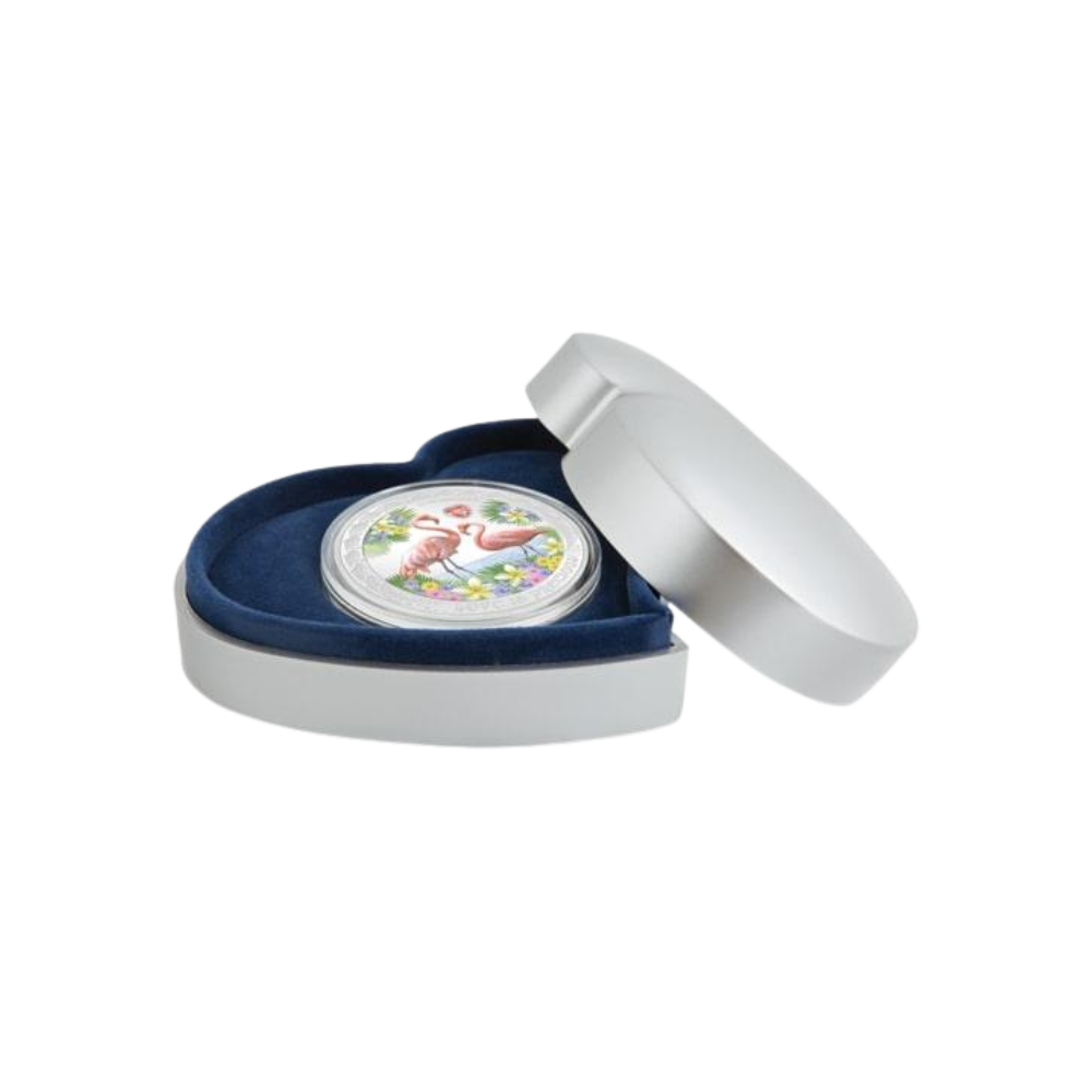 FLAMINGOS Love is Precious 1 Oz Silver Coin $2 Niue 2021