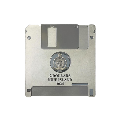 FLOPPY DISK TechStalgic 2 Oz Silver Coin $2 Niue 2024