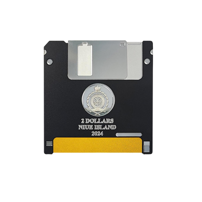 FLOPPY DISK TechStalgic Coloured 2 Oz Silver Coin $2 Niue 2024
