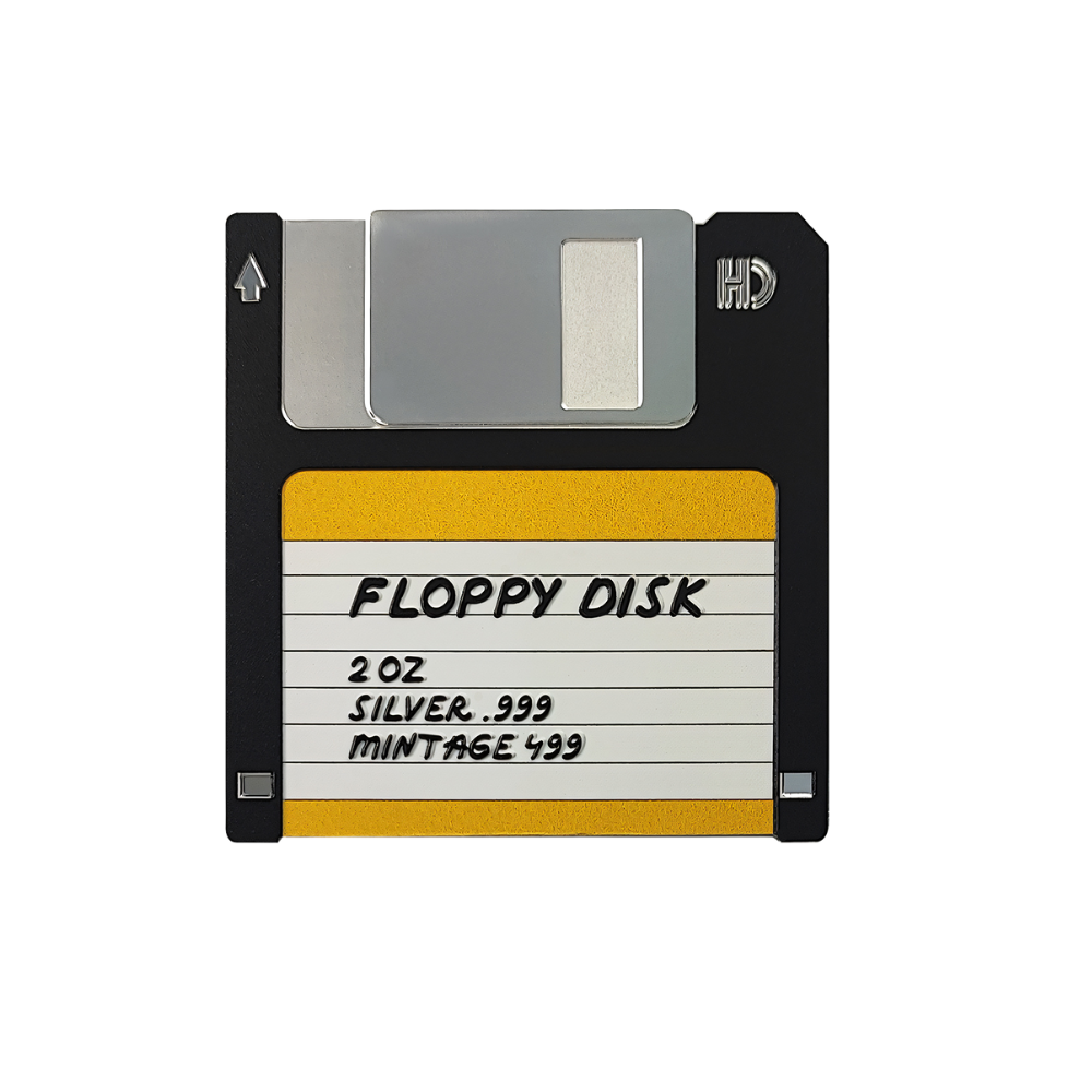 FLOPPY DISK TechStalgic Coloured 2 Oz Silver Coin $2 Niue 2024
