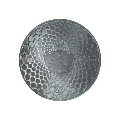 FLOWER WITH BUTTERFLY Dot Art 3 Oz Silver Coin $20 Palau 2023