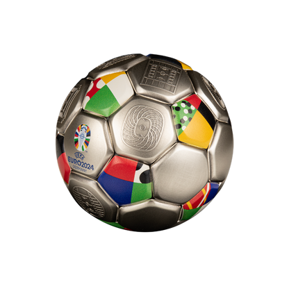 FOOTBALL UEFA EURO Spherical 3 Oz Silver Coin $10 Solomon Islands 2024