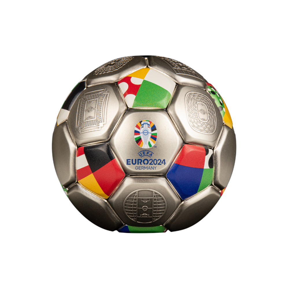 FOOTBALL UEFA EURO Spherical 3 Oz Silver Coin $10 Solomon Islands 2024