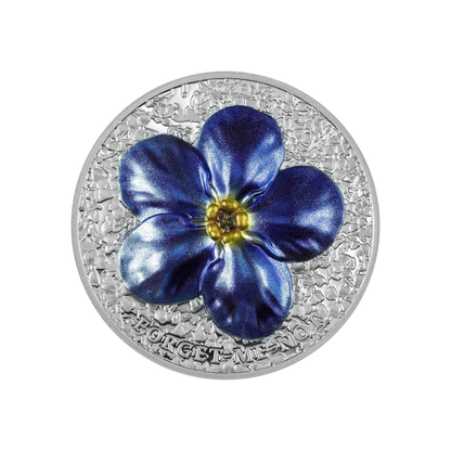 FORGET ME NOT Flowers and Leaves 2 Oz Silver Coin $10 Palau 2023