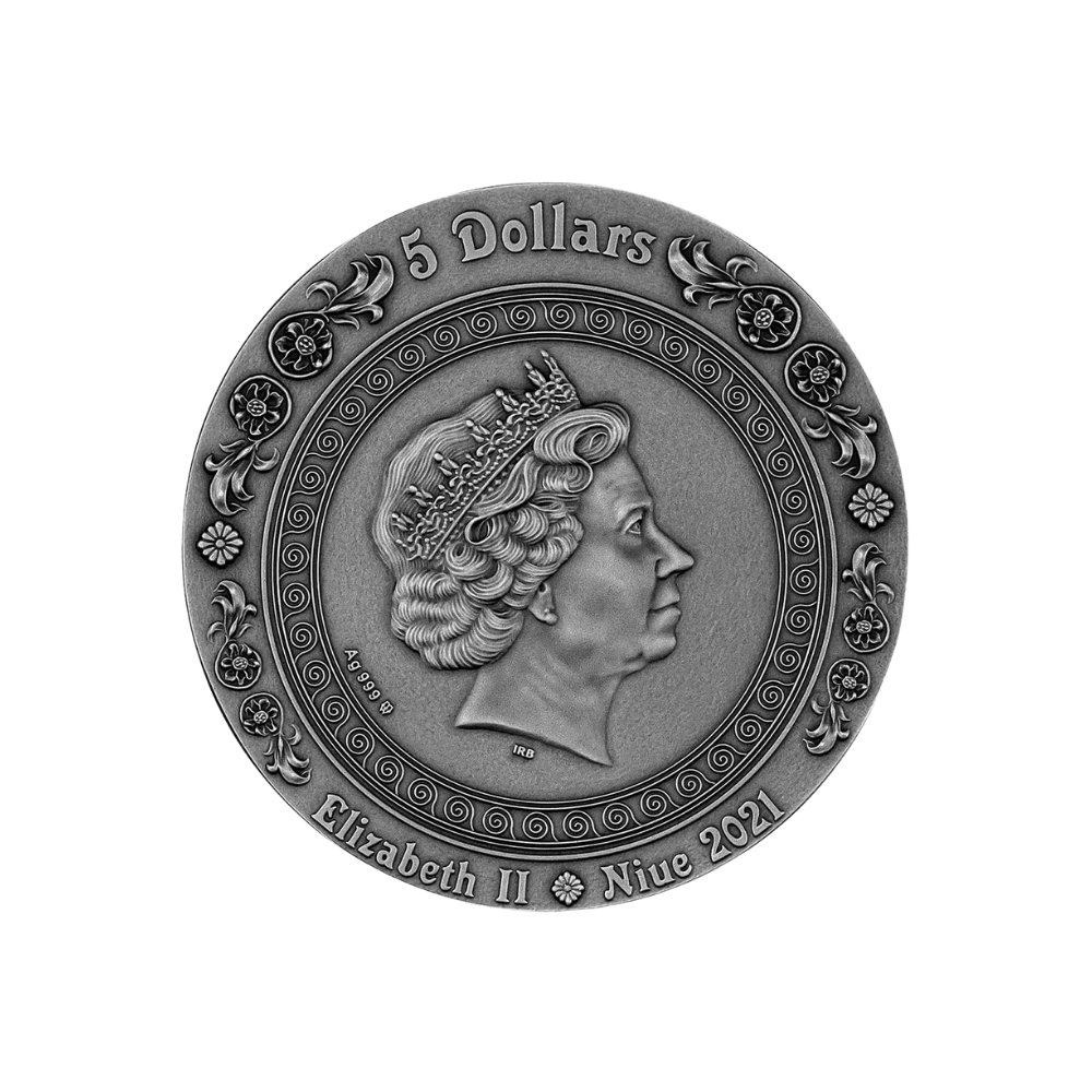 FORTUNA AND TYCHE Goddesses 2 Oz Silver Coin $5 Niue 2021