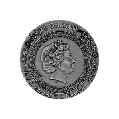 FORTUNA AND TYCHE Goddesses 2 Oz Silver Coin $5 Niue 2021