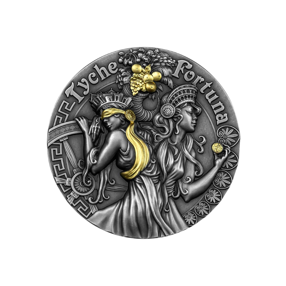 FORTUNA AND TYCHE Goddesses 2 Oz Silver Coin $5 Niue 2021