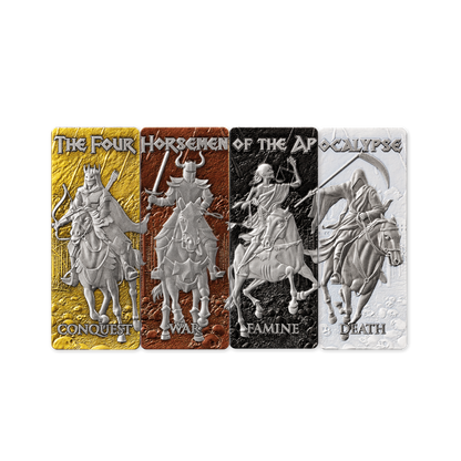 FOUR HORSEMEN OF APOCALYPSE Set 4 x 1 Oz Silver Coins $5 Barbados 2024