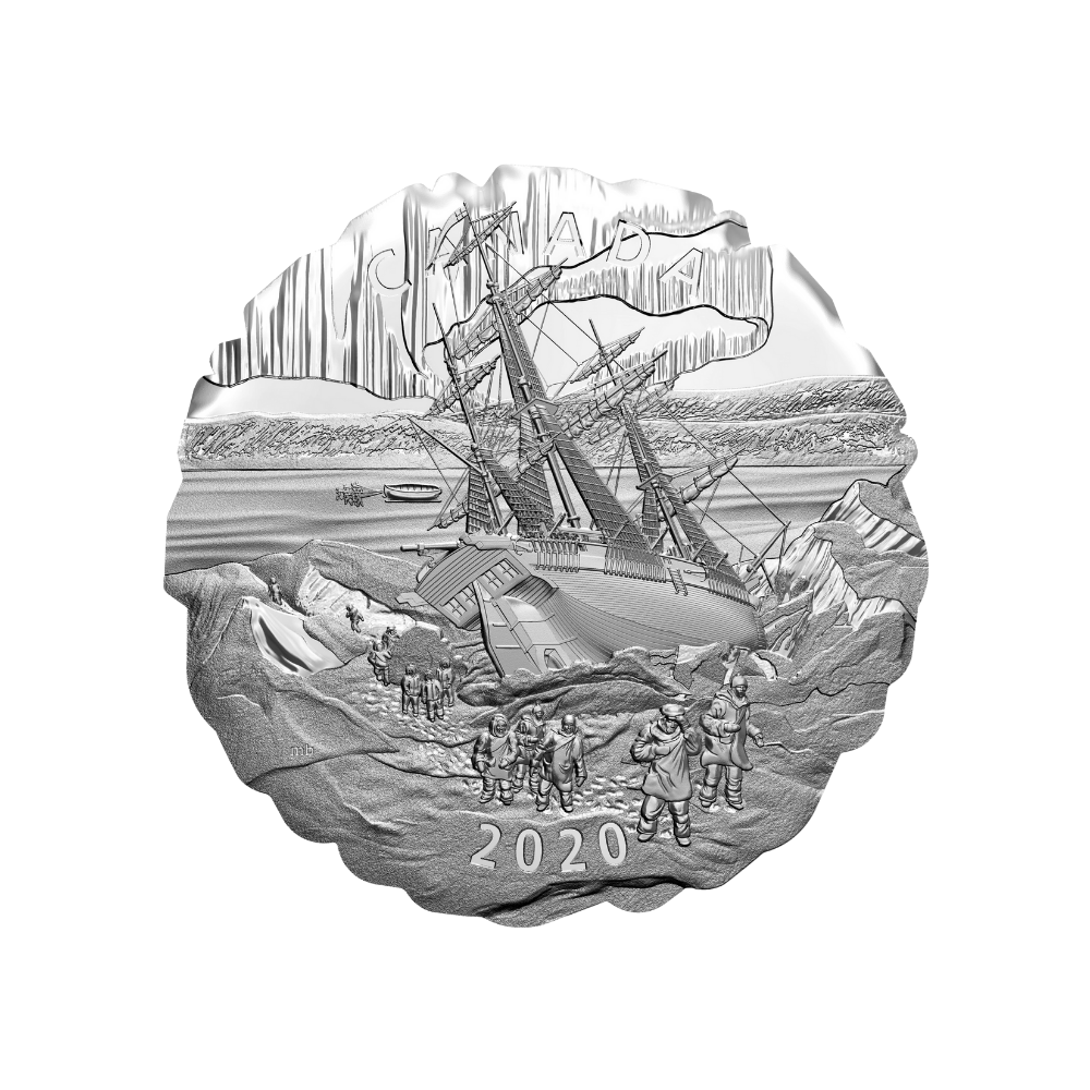FRANKLINS LOST ARCTIC EXPEDITION Ship Silver Coin $50 Canada 2020