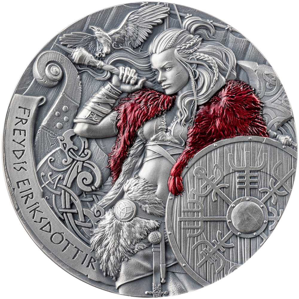 FREYDIS EIRIKSDOTTIR Way to Valhalla 2 Oz Silver Coin 2000 Francs Cameroon 2024 - PARTHAVA COIN