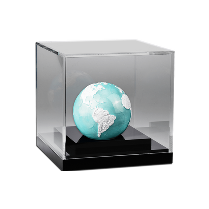 FROZEN MARBLE Planet Earth Spherical 3 Oz Silver Coin $5 Barbados 2023