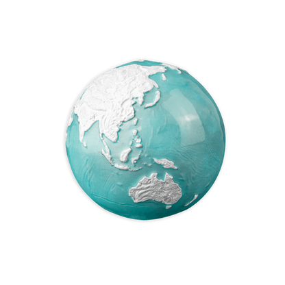 FROZEN MARBLE Planet Earth Spherical 3 Oz Silver Coin $5 Barbados 2023