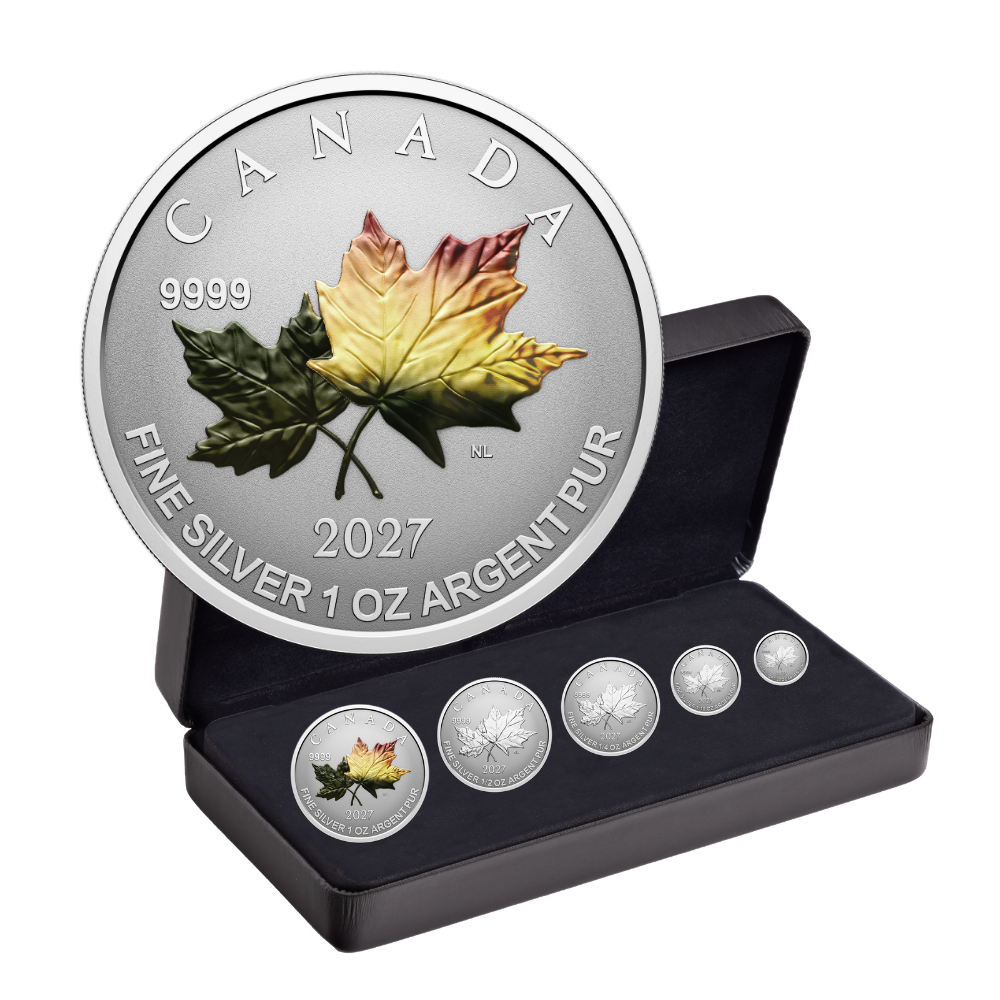 Fine Silver Fractional Set Autumn Leaves Canada 2027 Royal Canadian Mint 