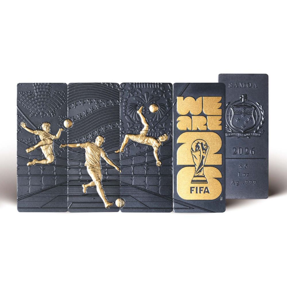 Football Edgeless Coin Bar Set 4 x 1 Oz Silver Coins FIFA 2026