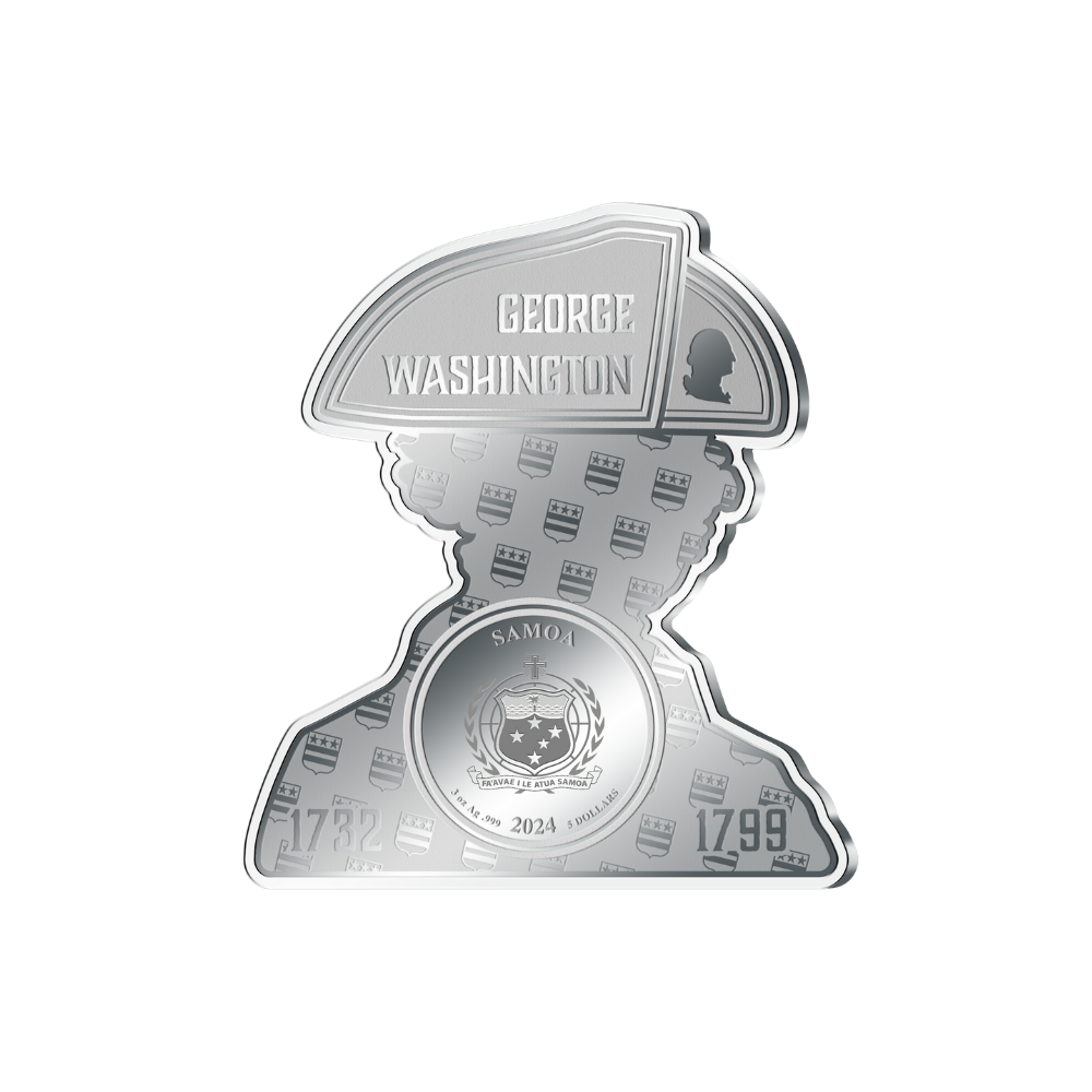 GEORGE WASHINGTON 3 Oz Silver Coin $5 Samoa 2024