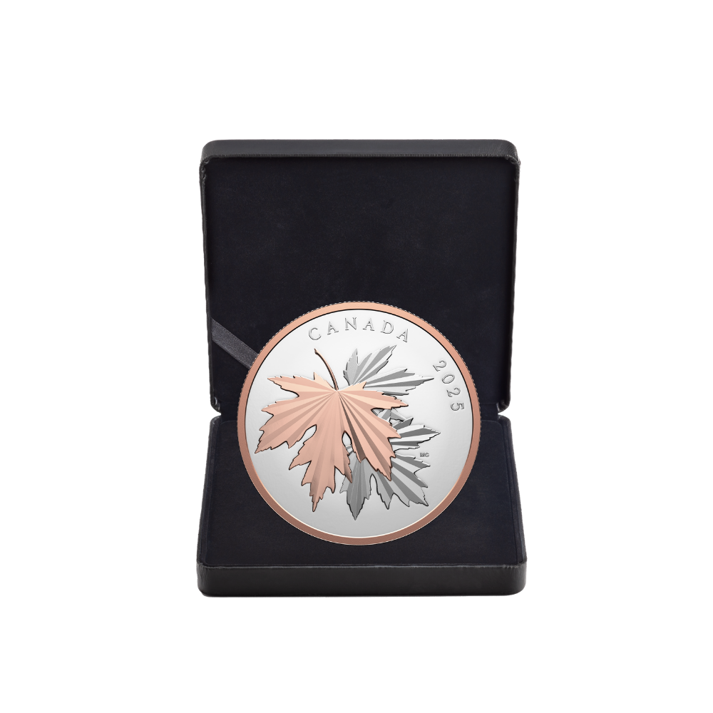 GLEAMING MAPLE LEAVES 10 Oz Fine Silver Coin $100 Canada 2025