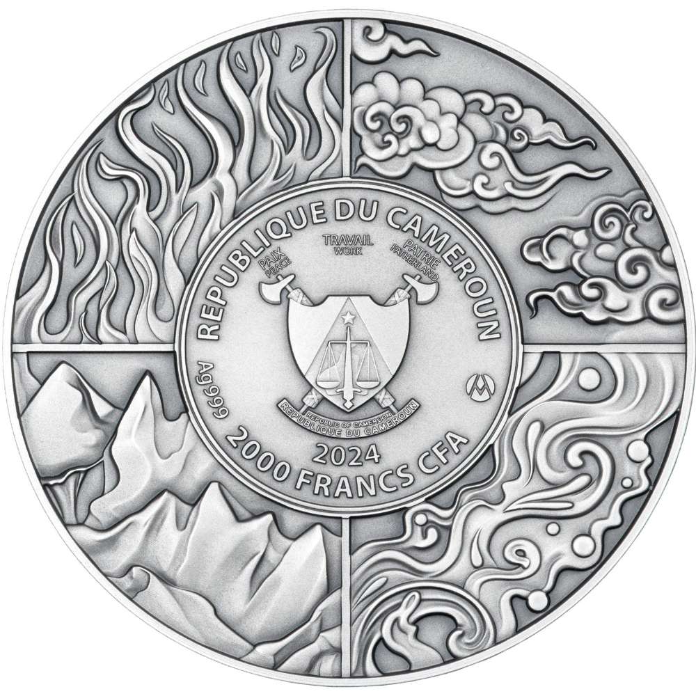 GNOME Elemental series 2 Oz Silver Coin 2000 Francs Cameroon 2024