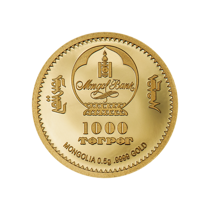 GOLDEN AVES Evolution of Life 0.5 g Gold Coin 1000 Togrog Mongolia 2024
