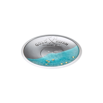 GOLD RUSH KLONDIKE 125TH ANNIVERSARY CONVEX 50g Silver Coin $5 Solomon Island 2021