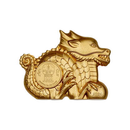 GREAT DRAGON Lunar Collection Gilded 1 Oz Silver Coin 1000 Togrog Mongolia 2024