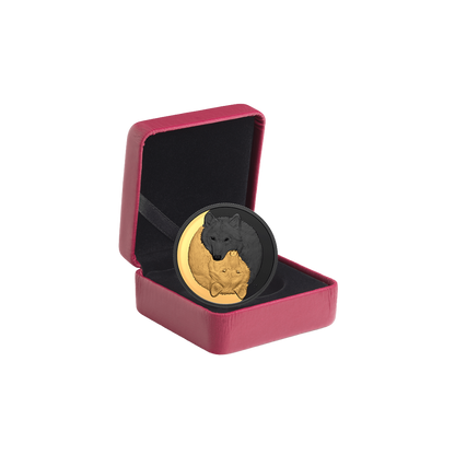 GREY WOLF Black and Gold Silver Coin $20 Canada 2021