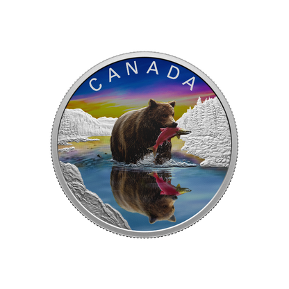 GRIZZLY BEAR Wildlife reflections 1 Oz Silver Coin $20 Canada