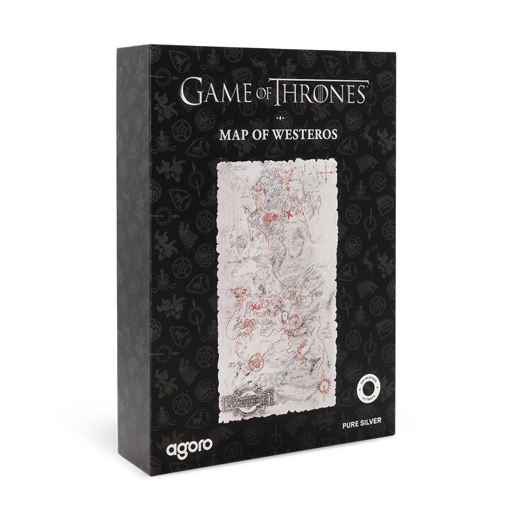 Game of Thrones™ Map of Westeros 5 Oz Pure Silver Collectible Agoro