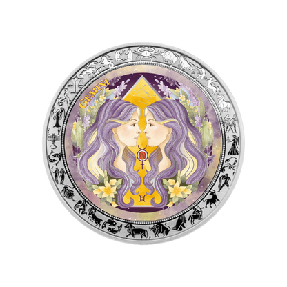 Gemini Aquarelle Zodiac series 1 Oz Silver Coin 2026 PopCoins