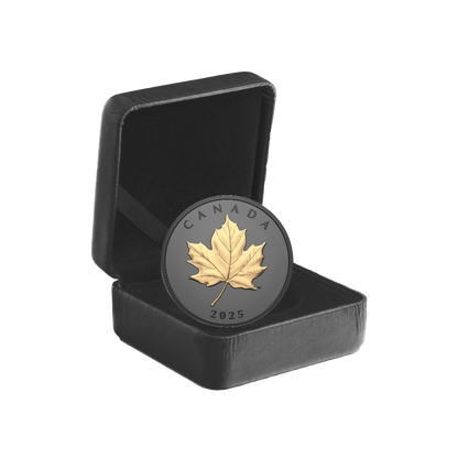 Gilded Elegant Maple 1 Oz Fine Silver Coin Canada 2025 Royal Canadian Mint