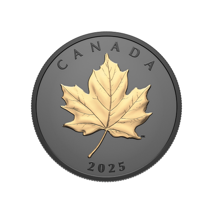 Gilded Elegant Maple 1 Oz Fine Silver Coin Canada 2025 Royal Canadian Mint