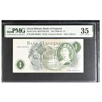 Great Britain 1 Pound ND 1960-61 Pick 374a Choice VF 35