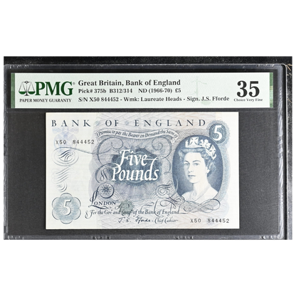 Great Britain 5 Pounds ND 1966-70 Pick 375b Choice VF 35